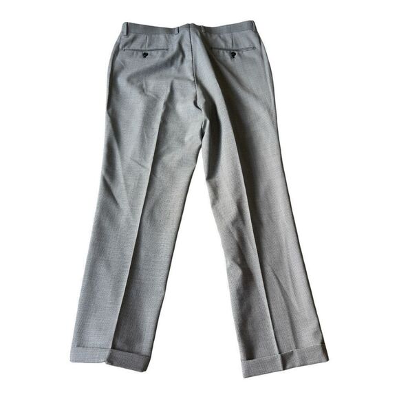 Tiglio Luxe 2560 Flat Front Houndstooth Italy Wool Cuffed Dress Pants Size 38 - Picture 2 of 6